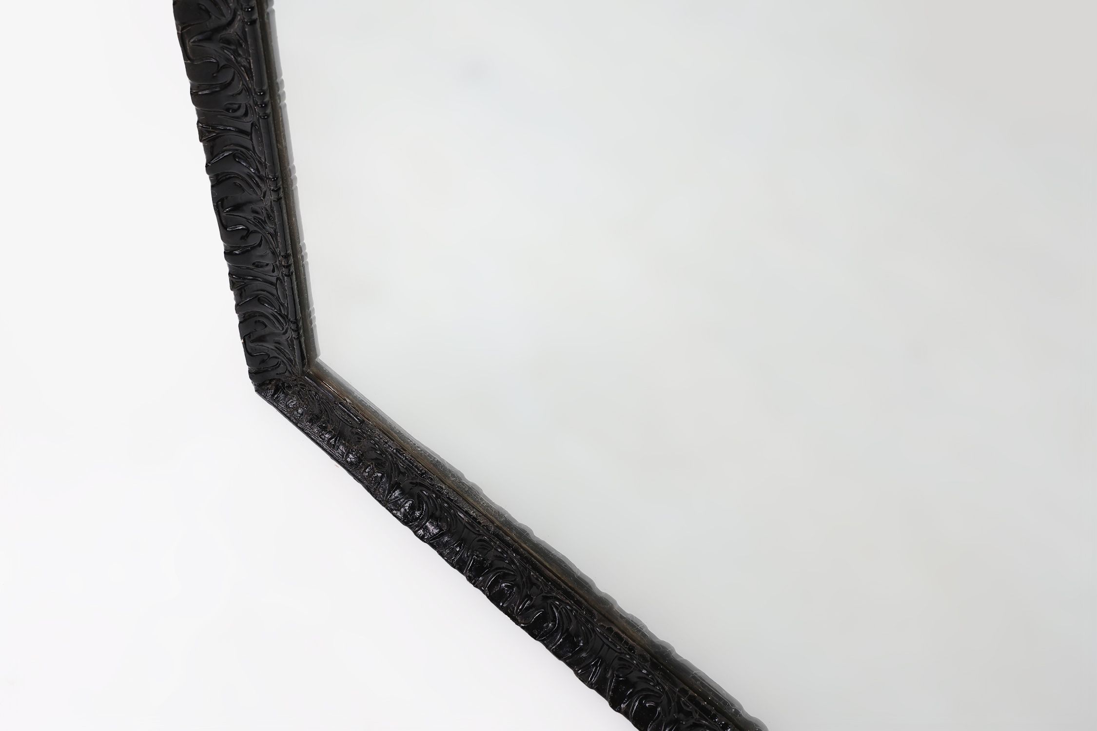 Baroque black large oak mantel or fireplace mirror, France ca. 1850thumbnail